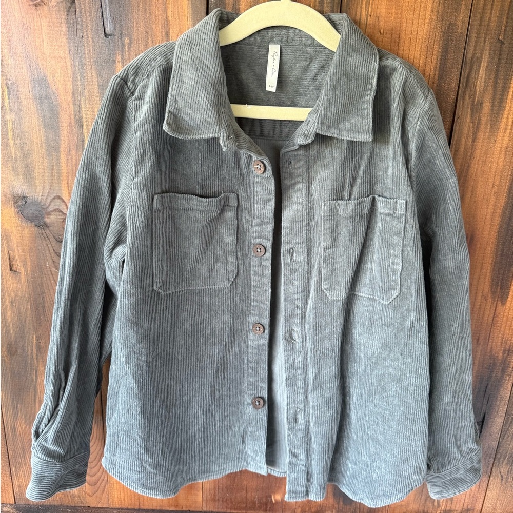 Rylee and cru grey blue corduroy shirt - Picture 2 of 5